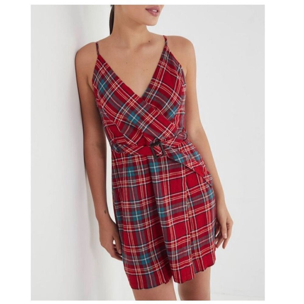 Urban Outfitters red Amanda belted wrap dress